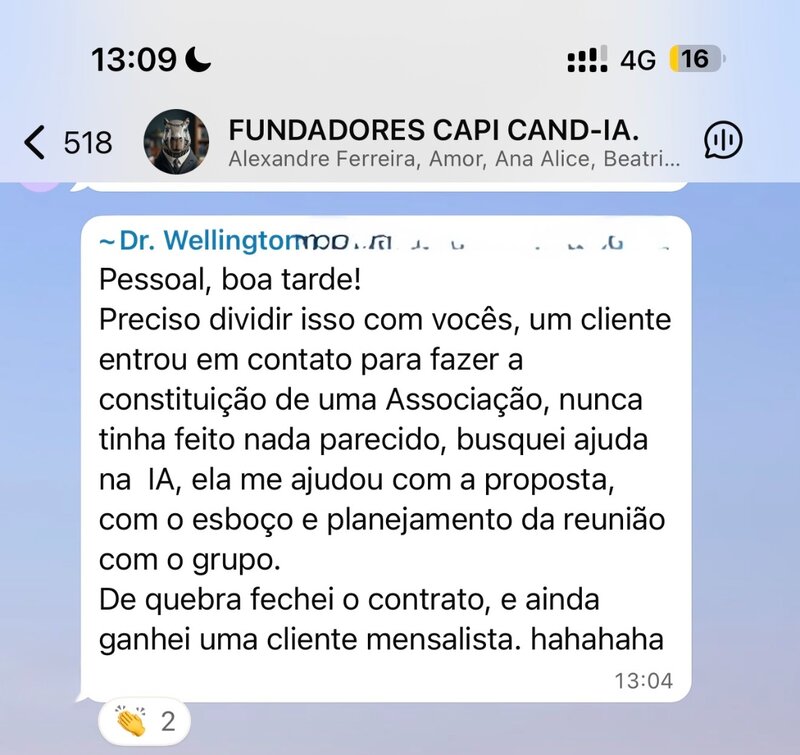 Feedback Dr. Wellington - constituição de associação