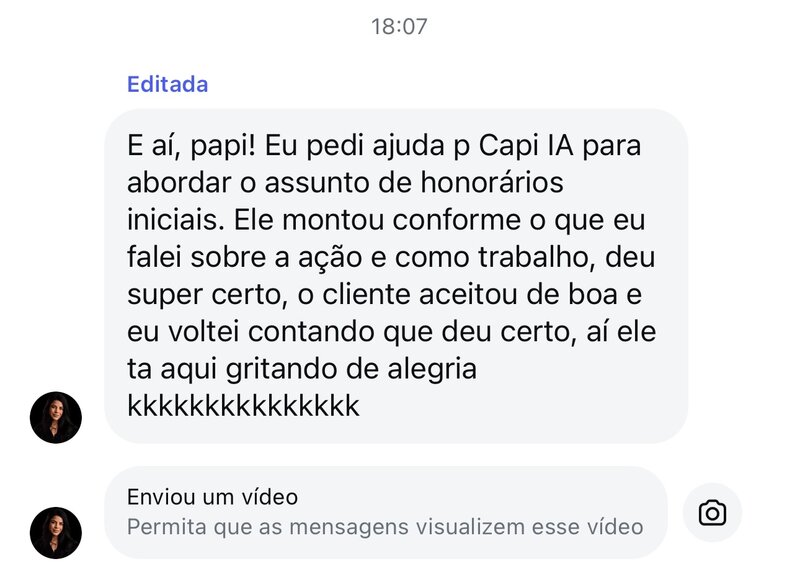 Feedback sobre honorários iniciais